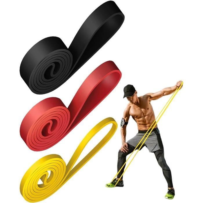 Set De 3 Bandes élastiques De Musculation – 1,5 M / 2 M, 3 Niveaux De Résistance (15/20/25 Lbs), Pour Yoga, Pilates, Fitness