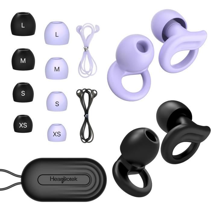 Bouchons D'Oreille Pour Dormir 4 Filtres Acoustiques Anti-Bruit Anti-Ronflement Violet