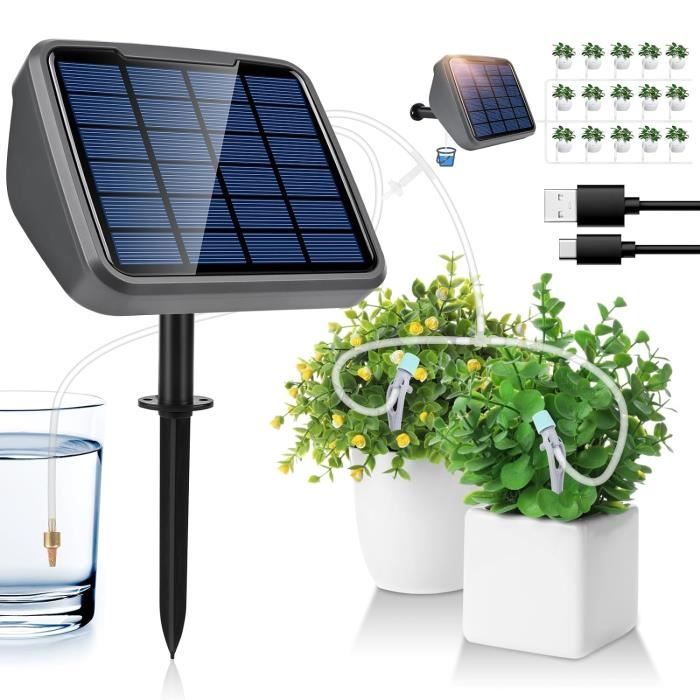 UKSUNVI Système Irrigation Solaire Goutte-à-Goutte Automatique 12 Modes - Kit Complet 15m Tuyau