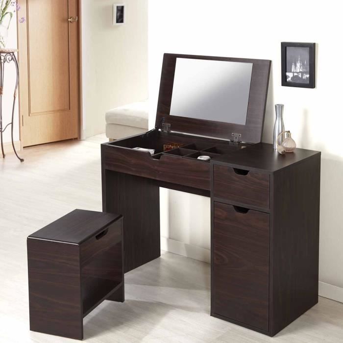 MININUSI Miroir De Maquillage En Bois Avec Peigne, Miroir De