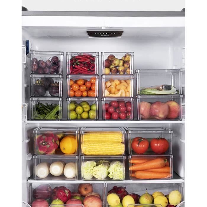 Bac Rangement Frigo et Placard Organisateur de réfrigérateur empilable,  boîte pour aliments transparente armoires étagères cui[430] - Cdiscount  Maison