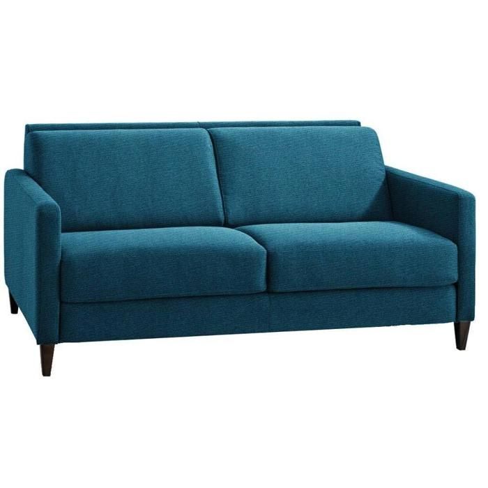 canape convertible express oslo velours bleu turquoise couchage 140cm matelas 16 cm bleu tissu inside75 cdiscount maison