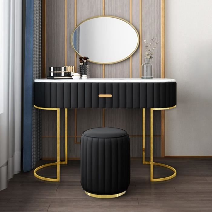 coiffeuse - meubler design - vita - bois - noir - 1 tiroir - elégance - chic