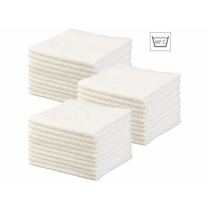 30 serviettes démaquillantes en microfibres - Blanches - Cdiscount Au  quotidien