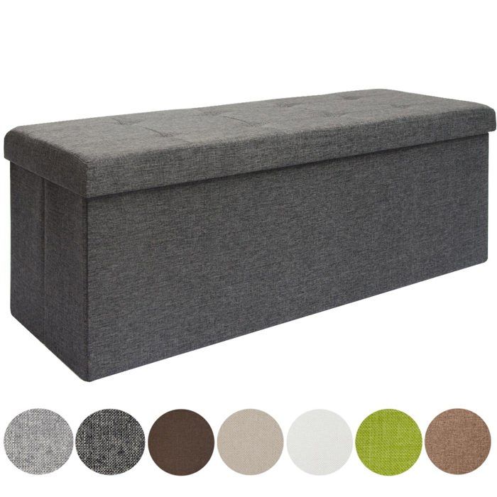 DuneDesign - Coffre de Rangement XXL pliable avec 2 Cloisons - 110x38x38cm - 120L - Repose-pieds Rectangulaire Rembourré 3 Places