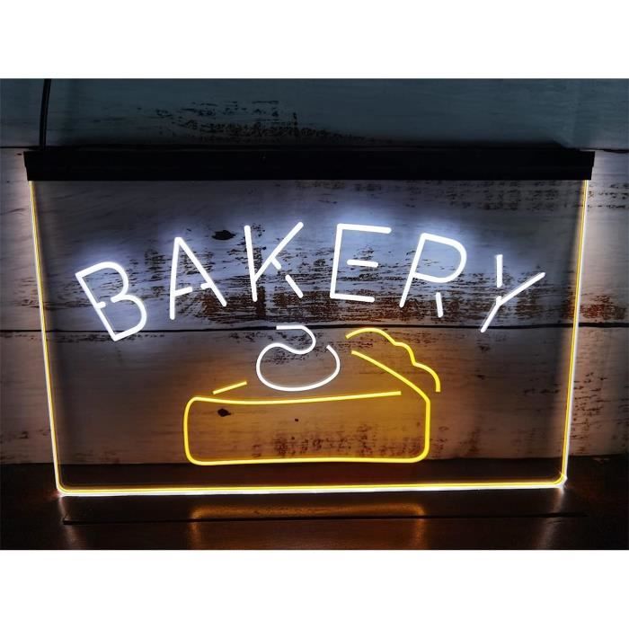 Neon Lights Signs Bakery Led Neon Sign, Plug Powered Dual Color Letters