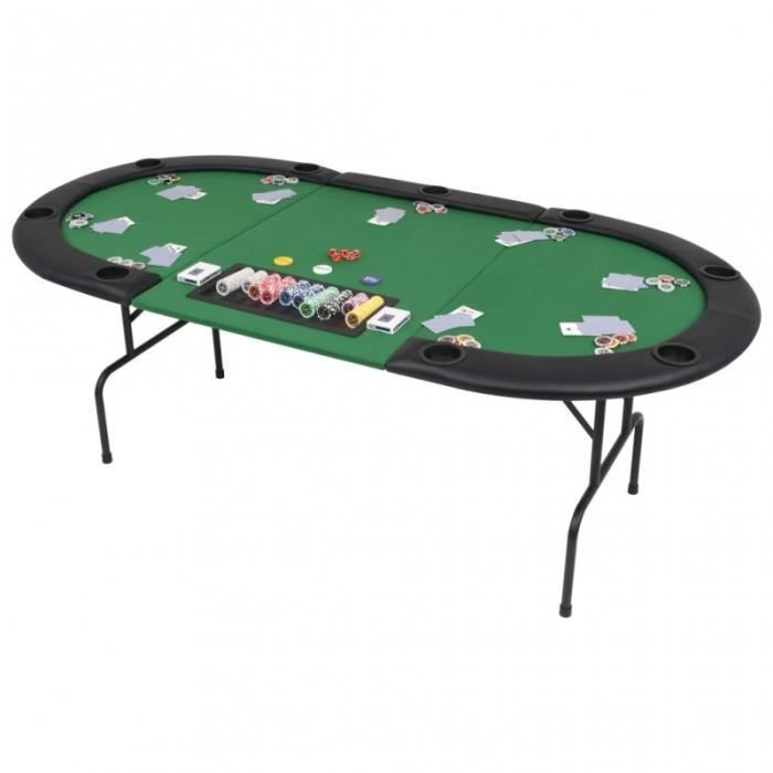 Table De Poker Pliante Pour 9 Joueurs 3 Plis Ovale Vert Cs802101
