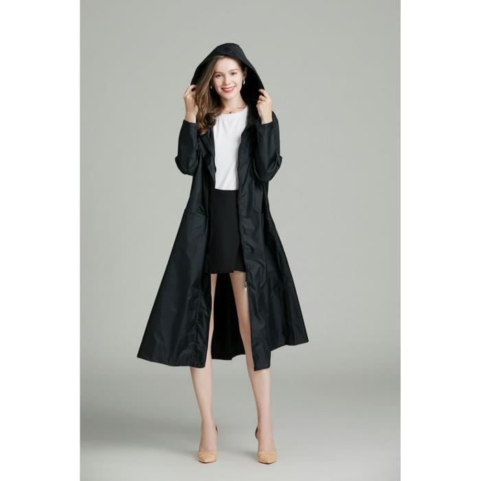Manteau De Pluie Imperméable Léger à Capuche Femme - Long Respirant Pliable Coupe-Vent Grande Taille