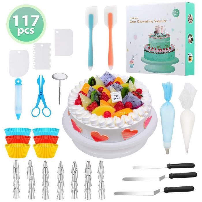 FOKULUNDA Russe Piping Tips Lot de 102 accessoires de décoration pour gâteaux et cupcakes - Buses de glaçage en forme de fleurs - Sacs de glaçage et conseils - Accessoires de cuisson