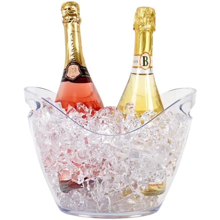 Sac De Glace Vin Refroidisseur Transparent PVC Avec Poignée - Lot De 2 - Pour Champagne Et Boissons