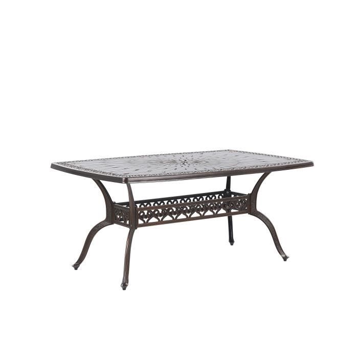 Table de jardin en aluminium marron 102 x 165 cm LIZZANO - BELIANI - Urbain - Meuble de jardin - Salle à manger