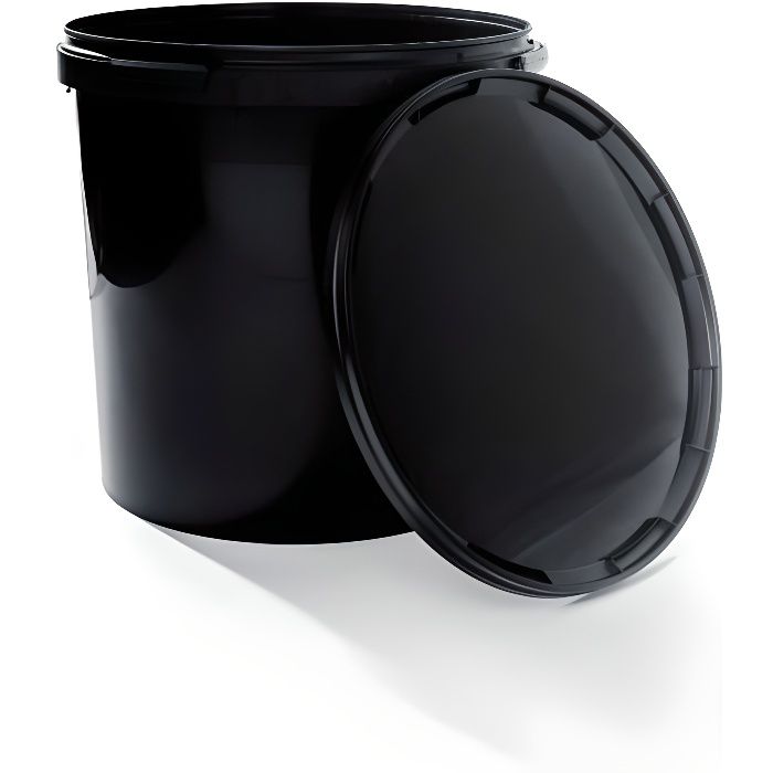BenBow Seau avec Couvercle Noir 1x 30L - Seau en Plastique Couvercle Alimentaire Seau à Nourriture Auge Haute qualité
