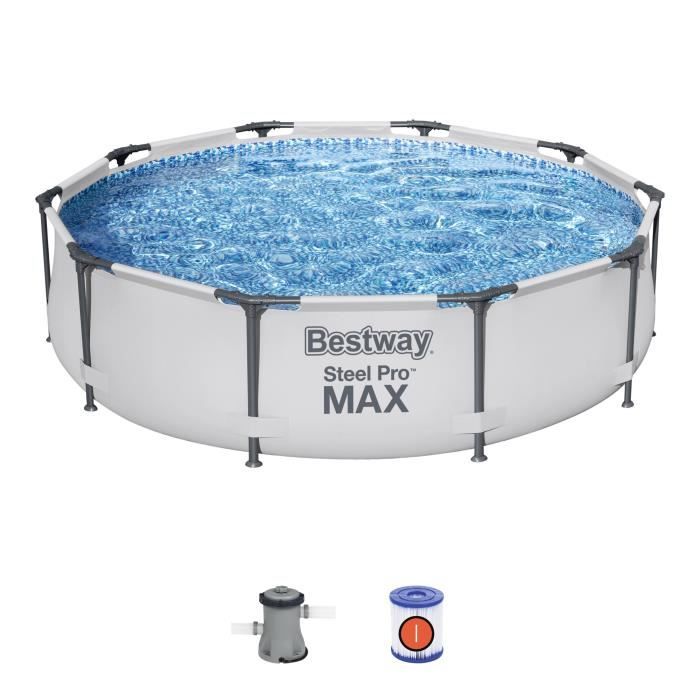 Kit Piscine hors sol tubulaire BESTWAY Steel Pro Max™ - 305 x 76 cm - Ronde (Avec épurateur à cartou