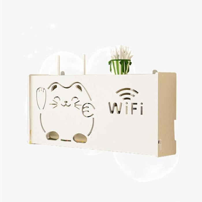 Support Mural Routeur WiFi – Boîte De Rangement Sans Fil Pour Salon/Bureau/Chambre, Design Élégant, Dissipation Chaleur, Cache Câbles & Prises