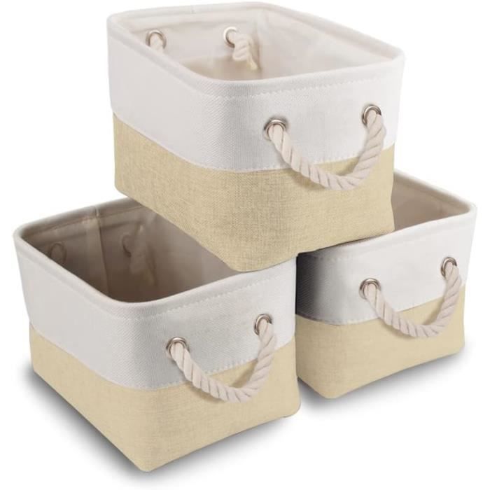 Lot De 3 Paniers De Rangement En Corde De Coton - Blanc - Empilables Pour Chambre, Salle De Bain, Bureau