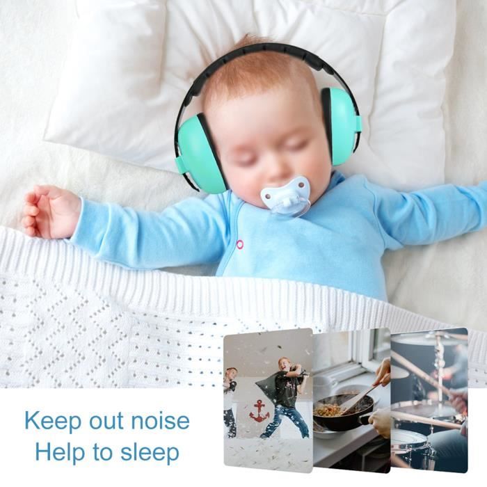 Cache-oreilles antibruit pliable pour bébé - CUQUE - HEQ - Confortable et sûr - Réduction de bruit 22 dB - Vert