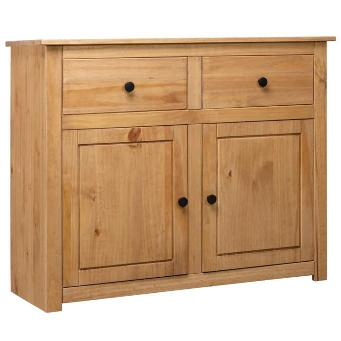 Buffet bas - vidaXL - Pin solide - 2 tiroirs et 2 portes - Style campagne