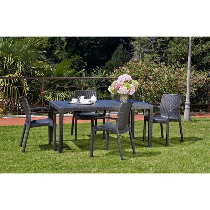 dmora - chaise d’extérieur viterbo, ensemble de 4 chaise de jardin, chaise pour table à manger, 54x60h82 cm, anthracite