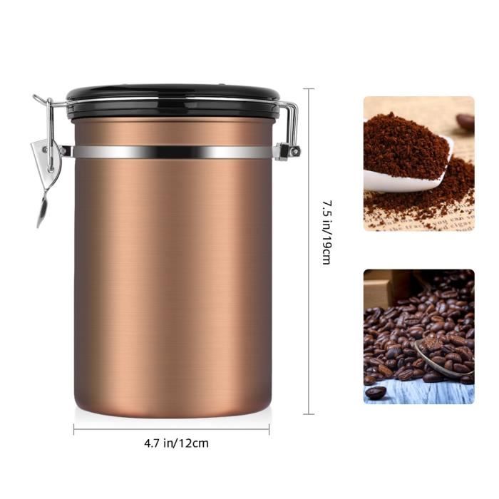 Boîte Café Hermétique 2,8L Acier Inoxydable ROCKY&CHAO - Conservation Fraîche Thé Noix Cacao