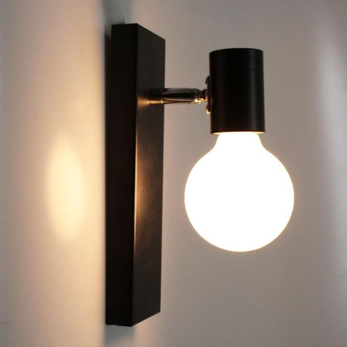 Applique murale Metal Industriel Noir pour Couloir Cuisine Chambre Entrée