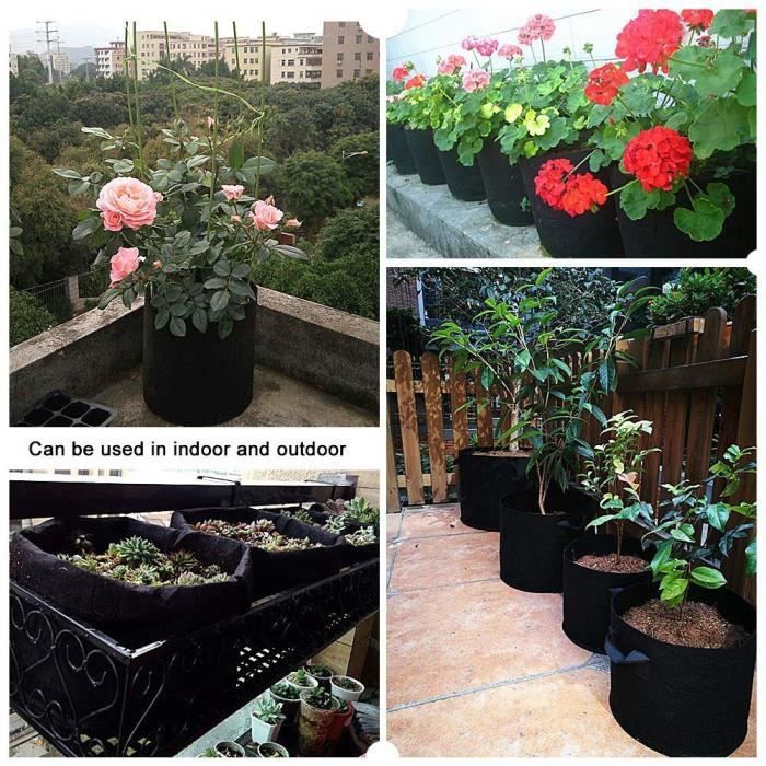 5 Sacs de Culture de Pommes de Terre de Jardin, Pots de Jardin avec Poignée, Tissu Non Tissé Respirant HB046
