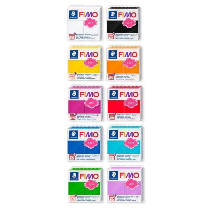Pâte à modeler et à cuire Fimo Soft Lot de 10 blocs 56g coloris assortis Cdiscount Beaux
