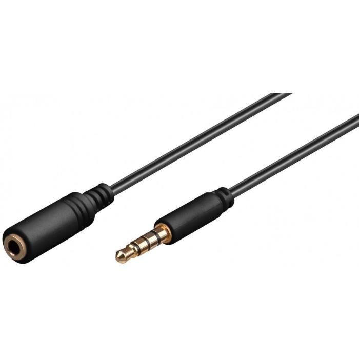Rallonge jack 3.5 mm - GOOBAY - 5m - Accessoire audio - 4 points - Noir
