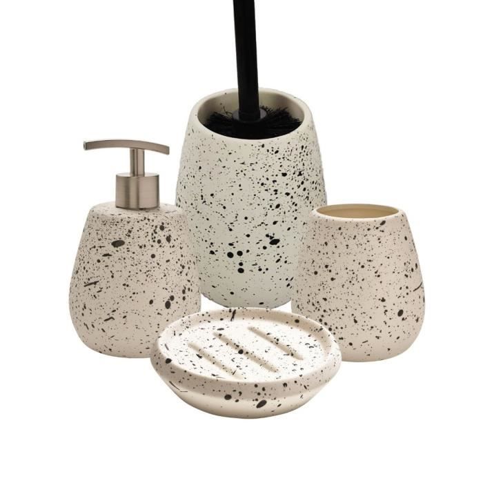Set salle de bain céramique moucheté 4 pièces