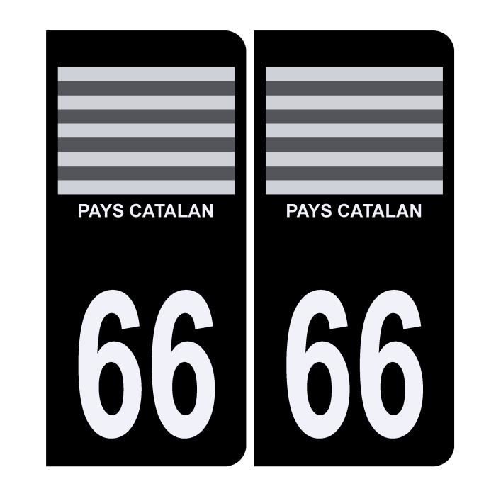 2 Adesivi Per Targa Auto Dipartimento 66 Regione Occitanie - Formato Ufficiale 9,7x4,6 Cm, Vinile Lucido, Fabbricati In Francia
