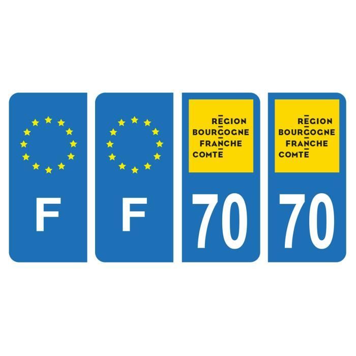 2 Stickers Autocollants Plaque Immatriculation - Département 70 - SAFIRMES Neufs