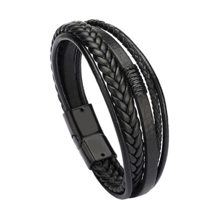 Lot De 10 Bracelets En Cuir Tressé Et Perles En Bois MILAKOO - Ajustables Pour Homme, Femme, Unisexe - Style Bohème Et Décontracté - 11