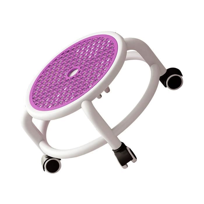 hurrise siège à roulettes tabouret bas roulant rond, confortable, roue universelle, mini tabouret mobile, meuble tabouret violet