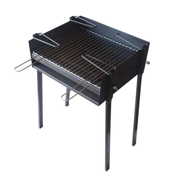 Barbecue au charbon de bois sur pieds avec grille en acier - Longueur 40 x Profondeur 40 x Hauteur 73 cm-JUANIO