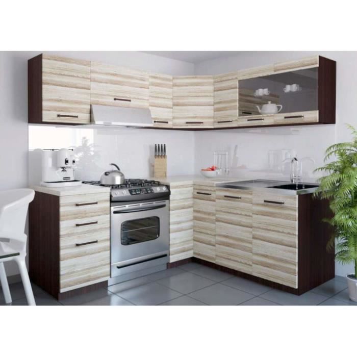 Justhome Lidia L L Cuisine Equipee Complete 190x170 Cm Couleur Acacia Achat Vente Cuisine Complete Justhome Lidia L L Cuisine Cdiscount