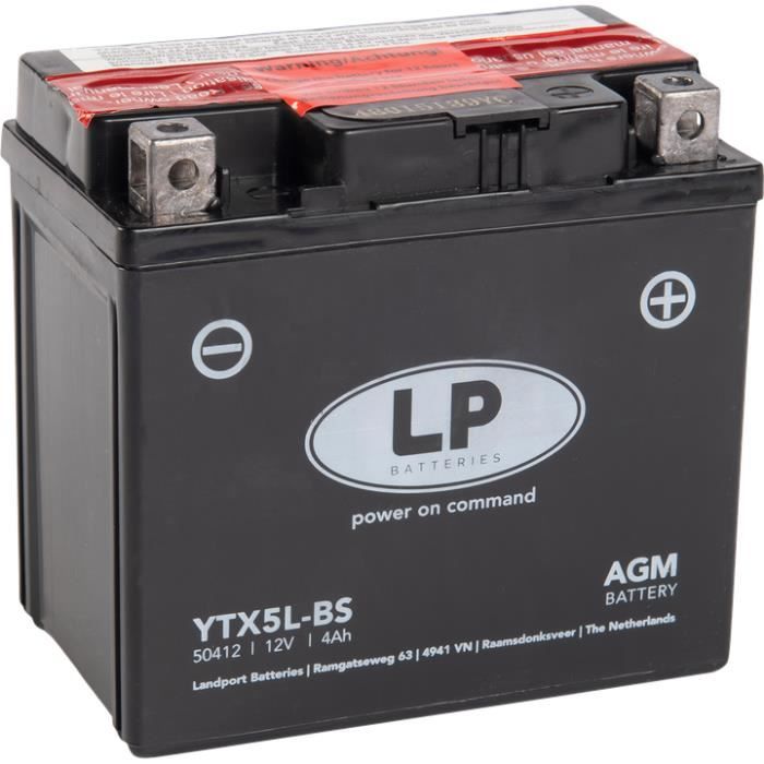 Batterie - KYMCO AGILITY 50 4T. R10 de 2006 à 2017 YTX5L-BS étanche AGM 12V / 4Ah