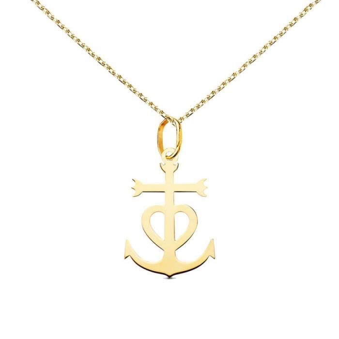 Pendentif Croix Christ En Or 18 Carats (750/1000) - Dimensions 2.3x1.5 Cm - Livré Avec 2 Chaînes (femme 42/45cm, Homme 55cm)