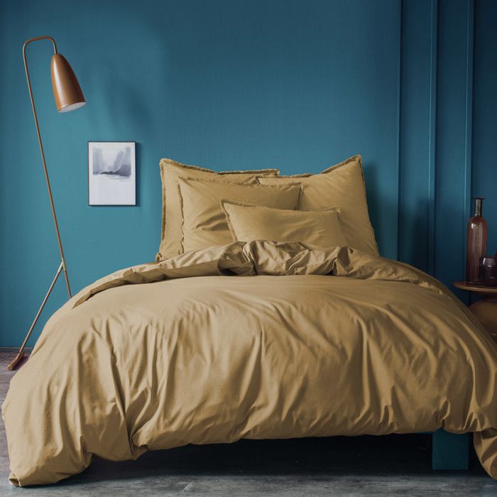 Housse de couette unie 100% Coton - MATT & ROSE - COTON LAVÉ - Coloris Miel - 240x220 cm