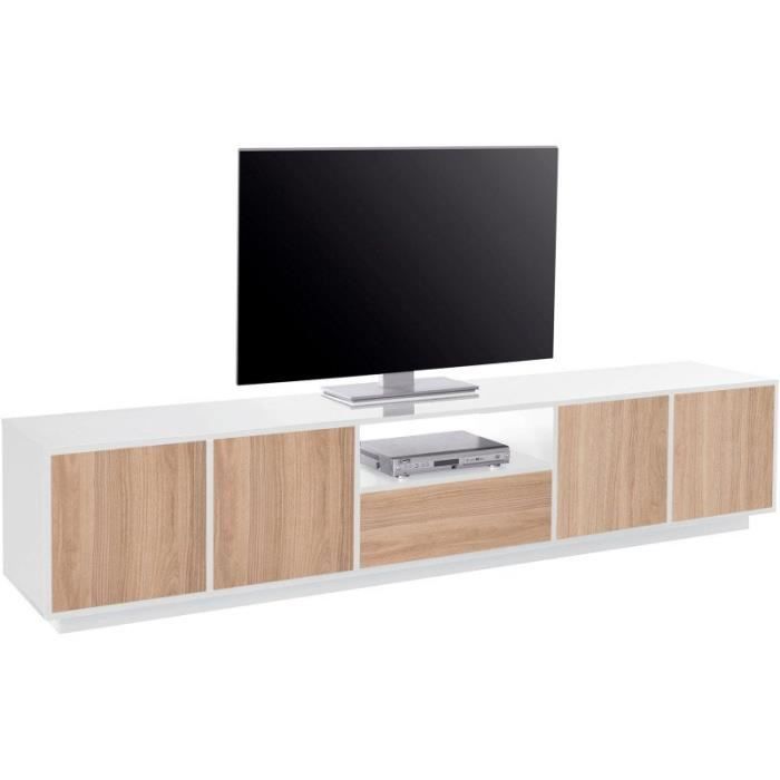 meuble tv moderne 220 cm bluberry blanc/chêne     46 cm
