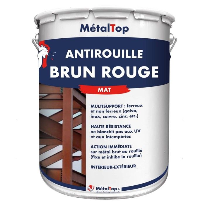 Antirouille Brun Rouge - Pot 1 L - Metaltop - 8012 - Brun rouge ...