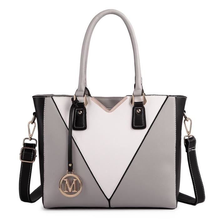 Miss lulu femme sac à main sacoche à bandoulière en forme de v cuir pu store