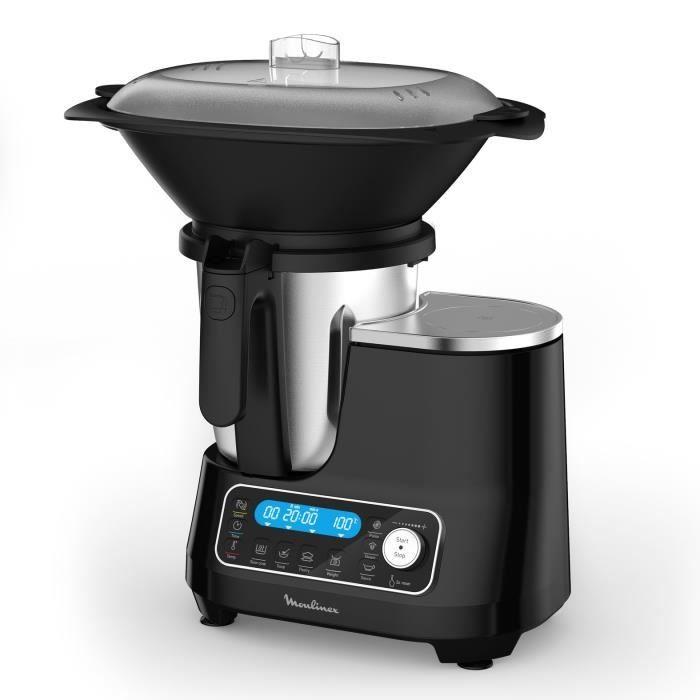 MOULINEX Clickchef Robot cuiseur multifonction compact Panier vapeur 5 programmes 32 fonctions Balance intégrée Noir HF456810