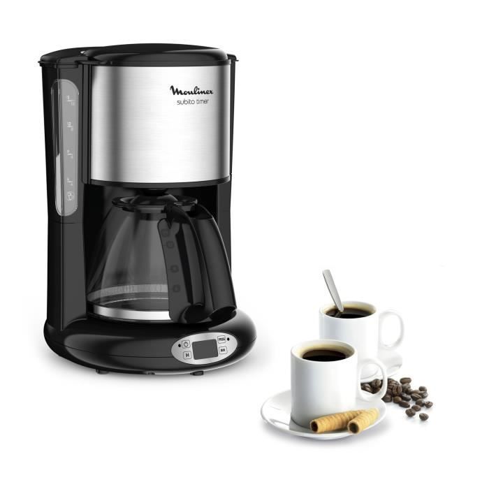 Machine a Cafe - Cafetiere Electrique filtre MOULINEX SUBITO - 8 a 12  tasses - Noir et Inox - 800W