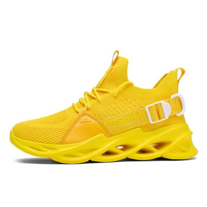 INSFITY Baskets Homme Sport Respirante INSFITY - Jaune - Lacets - Synthétique - Plat