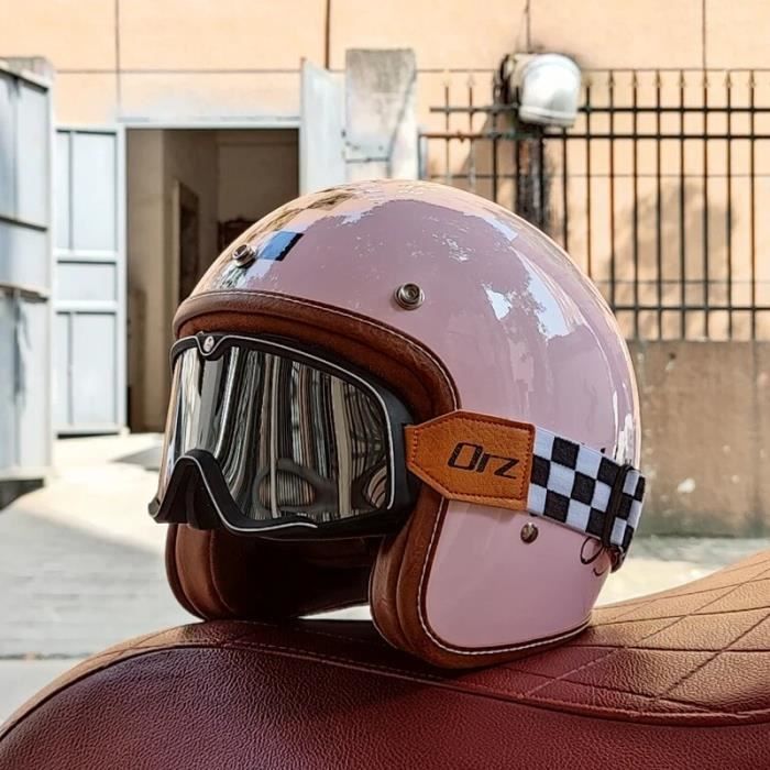 CASQUE MOTO SCOOTER demi-face ouverte avec visière lunettes UV casque de sport vintage EUR 39,59