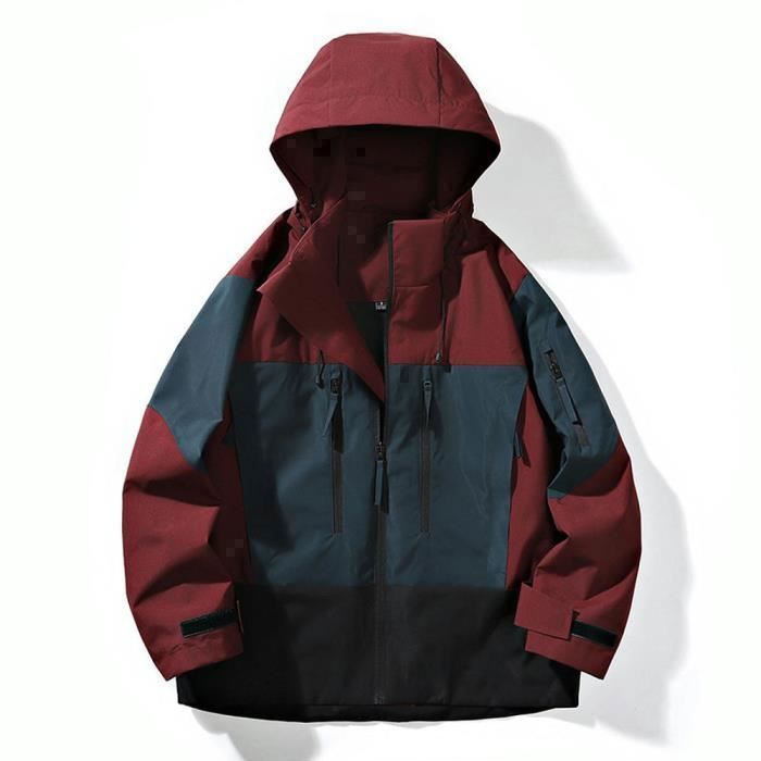 Veste Imperméable Homme Randonnée INSFITY Printemps/Automne Coupe-Vent  Respirant Bordeaux