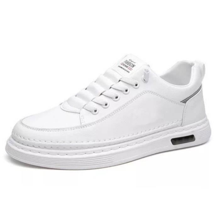 LEOCLOTHO Chaussure HommeEU 39-44 Basket Homme pour Tennis OutdoorChaussure Sneakers Marche Ville Confortable et Respirant Baskets-Blanc