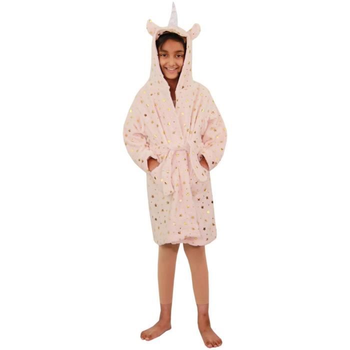 Enfants Filles Encapuchonné Peignoir De Bain 3D Licorne