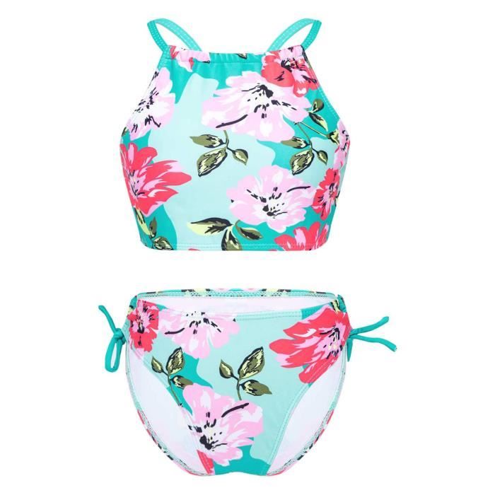 Combinaison De Plongée Enfant Fille Manches Courtes - Anti-UV, Fermeture éclair Dos, Motif Flamants/poissons, 2-16 Ans