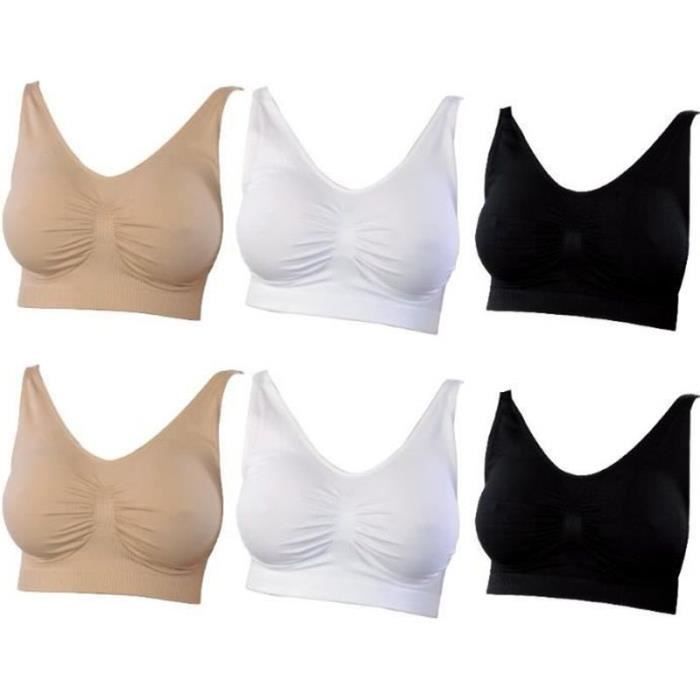 Lot De 3 Soutiens-gorge Sans Armatures Femme - Brassière De Sport Confortable - Dos En U - Pour Yoga, Fitness, Running Et Quotidien