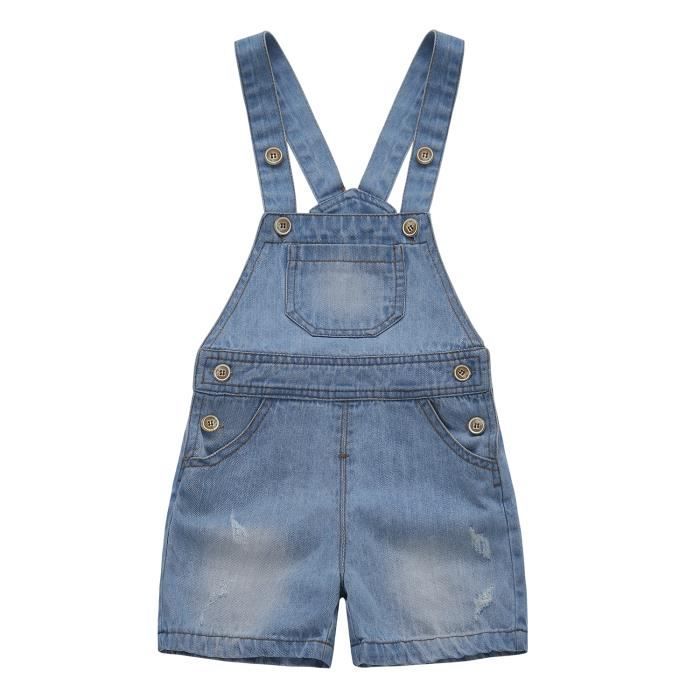 Denim Léger Enfant Salopette Shorts Denim Fille 7-13 Ans - Jean Léger à Bretelles Réglables - 97% Coton - Style Décontracté été Style Décontracté Coton